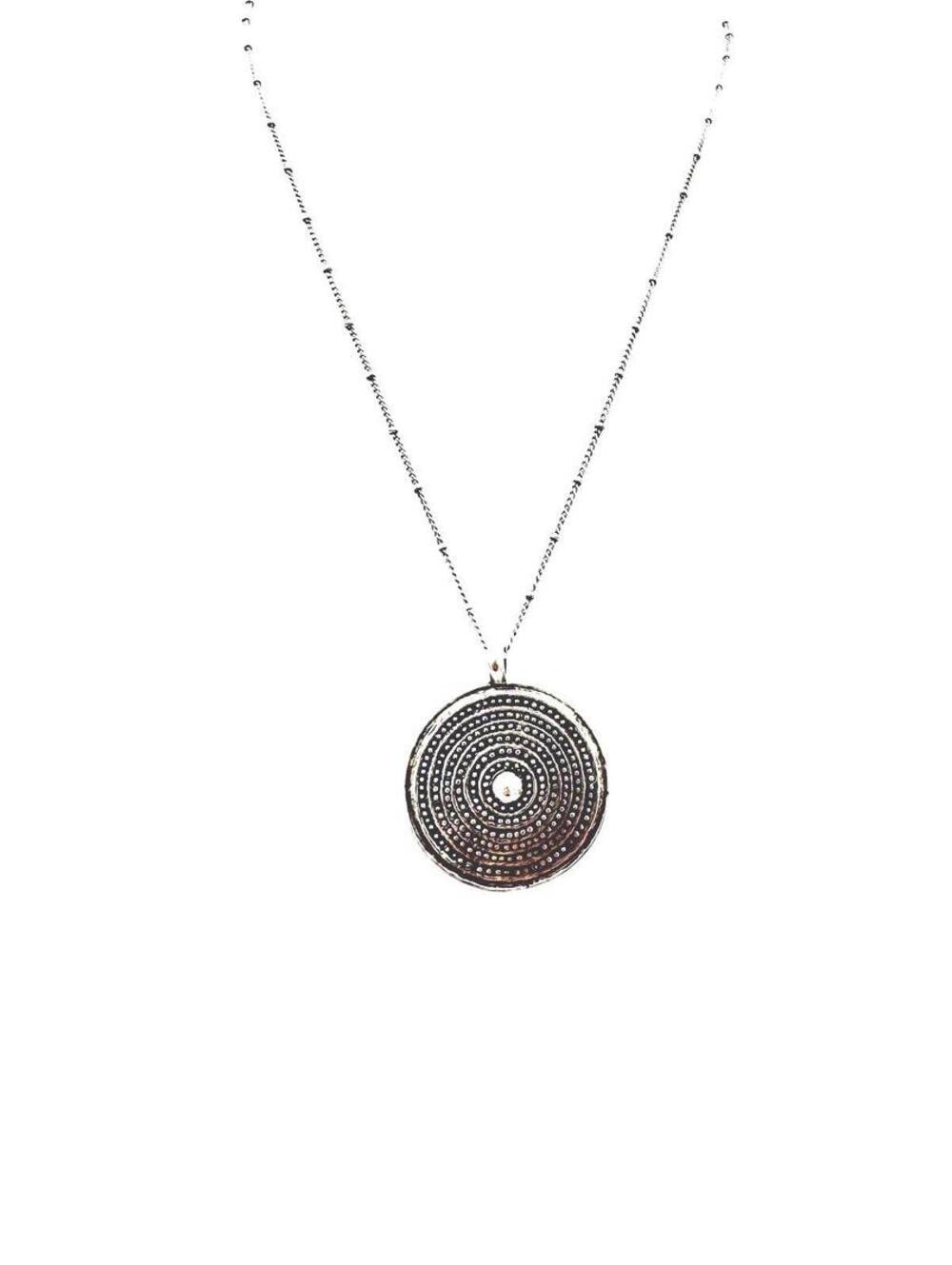 NVC sterling silver round medallion pendant silver chain and beads necklace